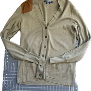 RLX Ralph Lauren Olive Cardigan with shooting patch